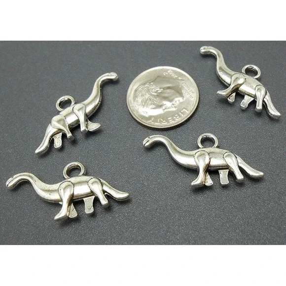 10pcs Dinosaur Charms silver tone metal Brontosaurus for‎ jewelry making - Picture 4 of 6